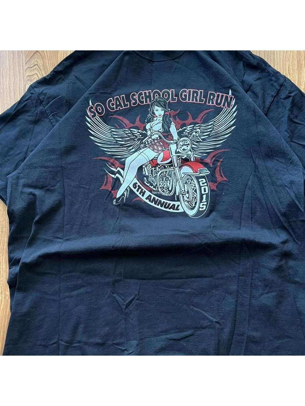 Vintage school girl motorcycle graphic tee | size XXL